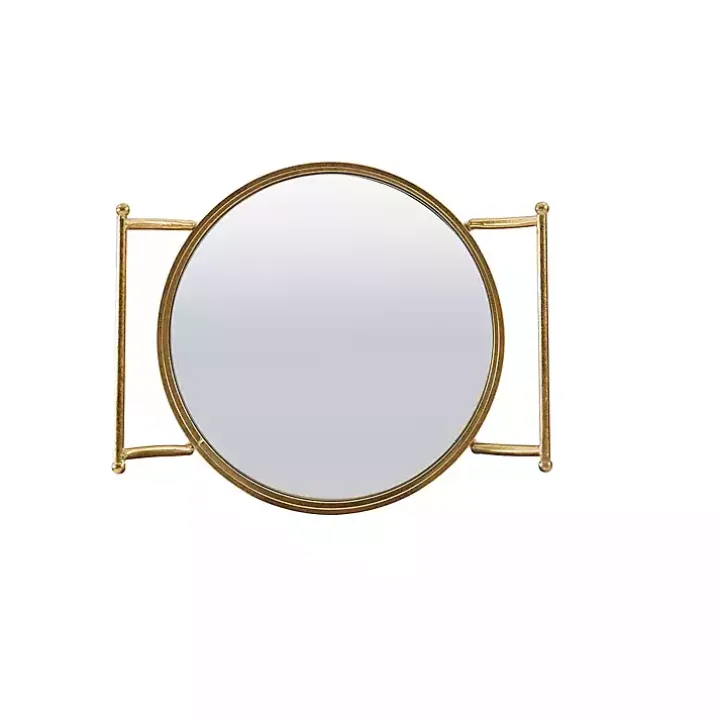 Gold Metal Frame Bar Cart with Mirrored Shelves