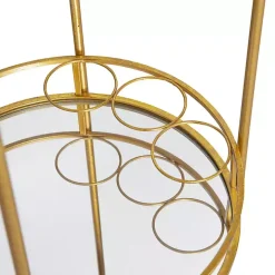 Gold Metal Frame Bar Cart with Mirrored Shelves