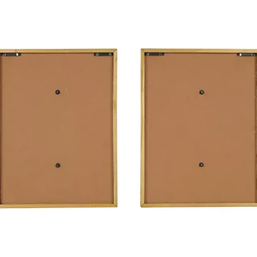 Gold Metal Leaves Framed Wall Plaques, Set of 2