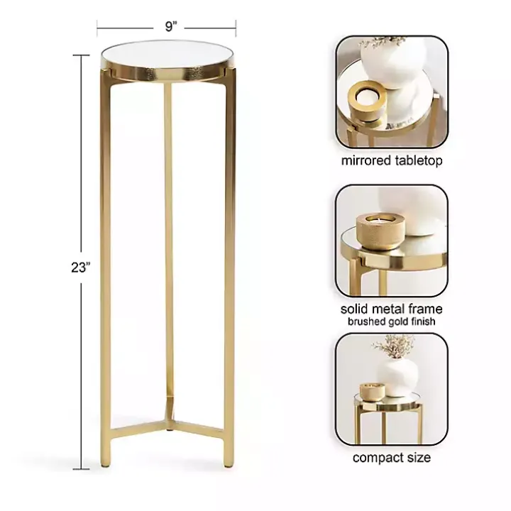 Gold Metal Mirrored Tabletop Aguilar Drink Table