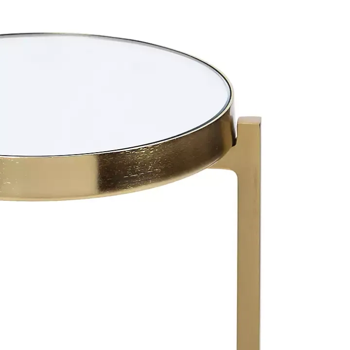 Gold Metal Mirrored Tabletop Aguilar Drink Table