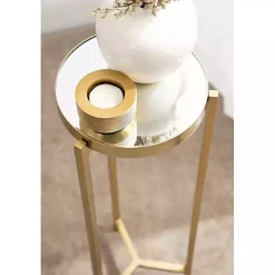 Gold Metal Mirrored Tabletop Aguilar Drink Table
