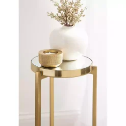 Gold Metal Mirrored Tabletop Aguilar Drink Table