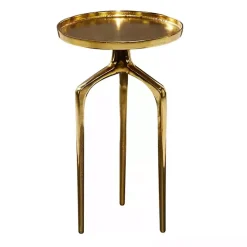 Gold Metal Round Tripod Accent Table
