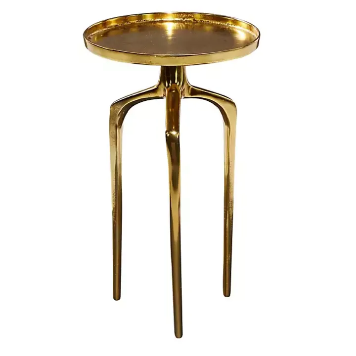 Gold Metal Round Tripod Accent Table