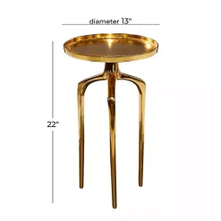 Gold Metal Round Tripod Accent Table