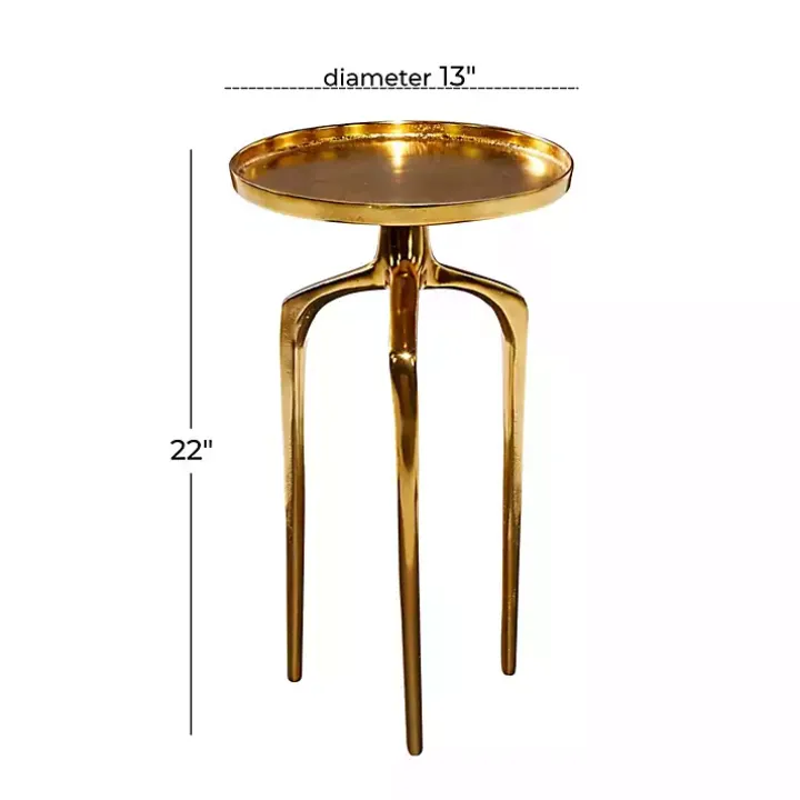 Gold Metal Round Tripod Accent Table