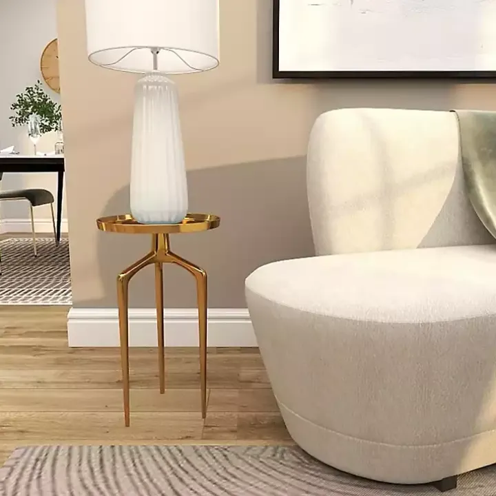 Gold Metal Round Tripod Accent Table