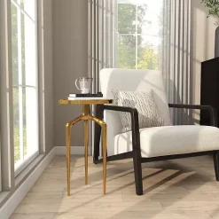 Gold Metal Round Tripod Accent Table