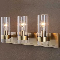 Gold Metal 3-Shade Vanity Light