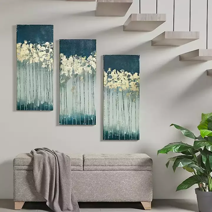 Gold Midnight Forest Canvas Art Prints, Set of 3