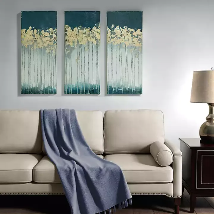 Gold Midnight Forest Canvas Art Prints, Set of 3
