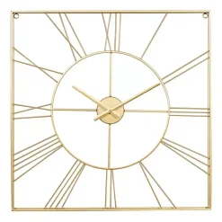 Gold Minimal Square Open Face Clock