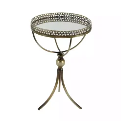 Gold Mirror Top Metal Accent Table