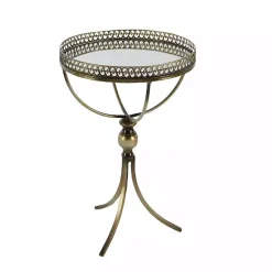 Gold Mirror Top Metal Accent Table