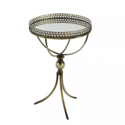 Gold Mirror Top Metal Accent Table