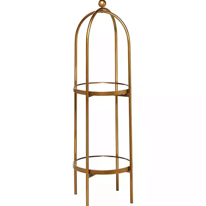 Gold Mirrored Two-Tier Cage Shelf