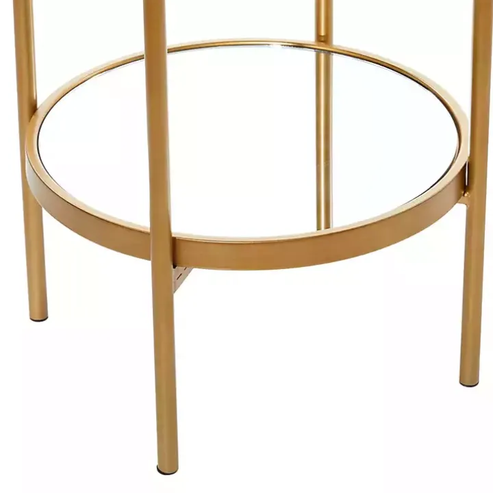 Gold Mirrored Two-Tier Cage Shelf