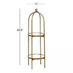 Gold Mirrored Two-Tier Cage Shelf