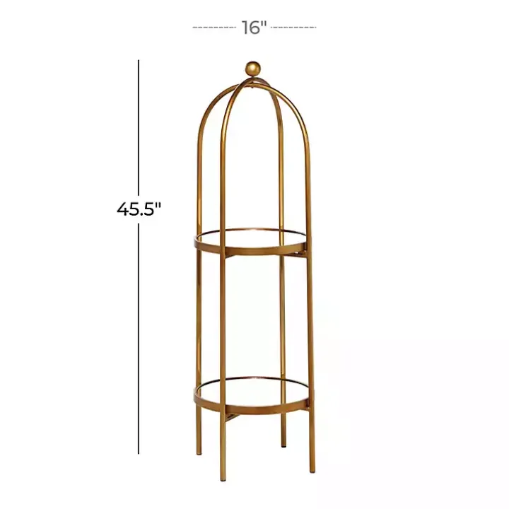 Gold Mirrored Two-Tier Cage Shelf