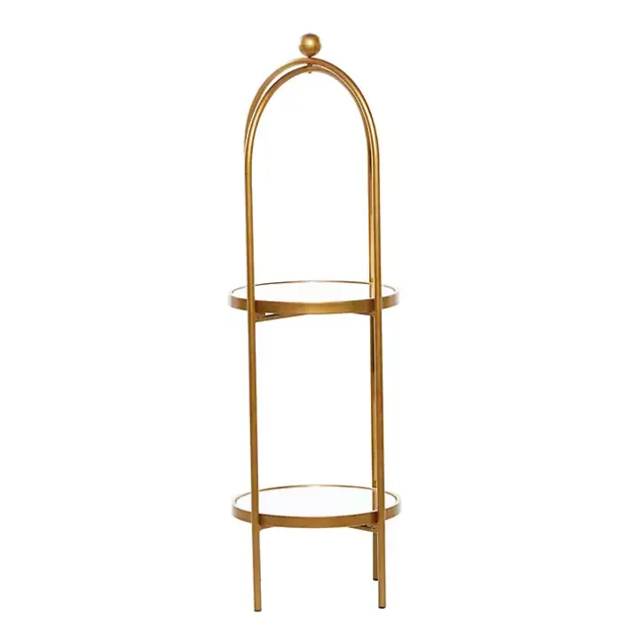 Gold Mirrored Two-Tier Cage Shelf