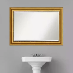 Gold Patina Scalloped Frame Beveled Mirror