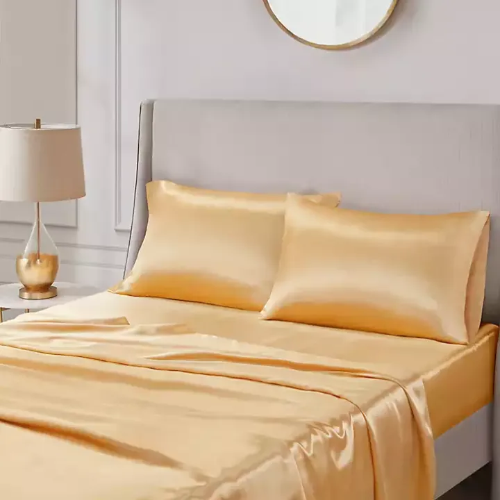 Gold Satin King 2-pc. Pillow Case Set