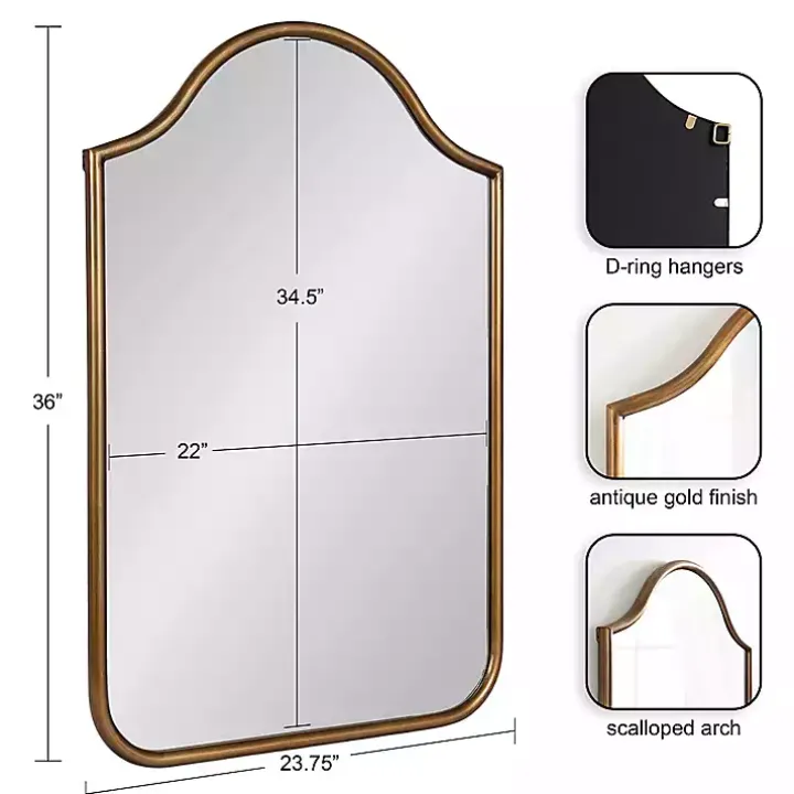 Gold Scalloped Arch Fellows Wall Mirror