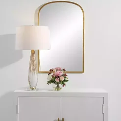Gold Simple Round Top Wall Mirror