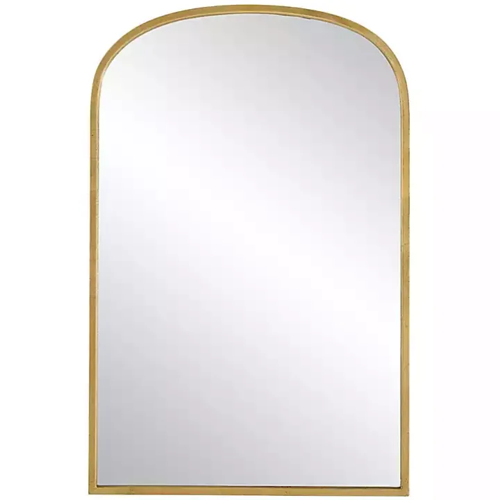 Gold Simple Round Top Wall Mirror