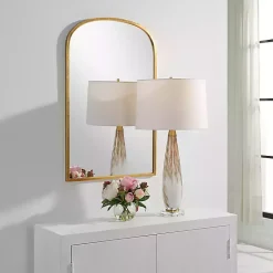 Gold Simple Round Top Wall Mirror