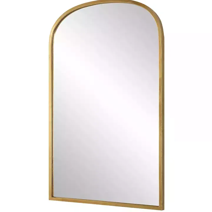 Gold Simple Round Top Wall Mirror
