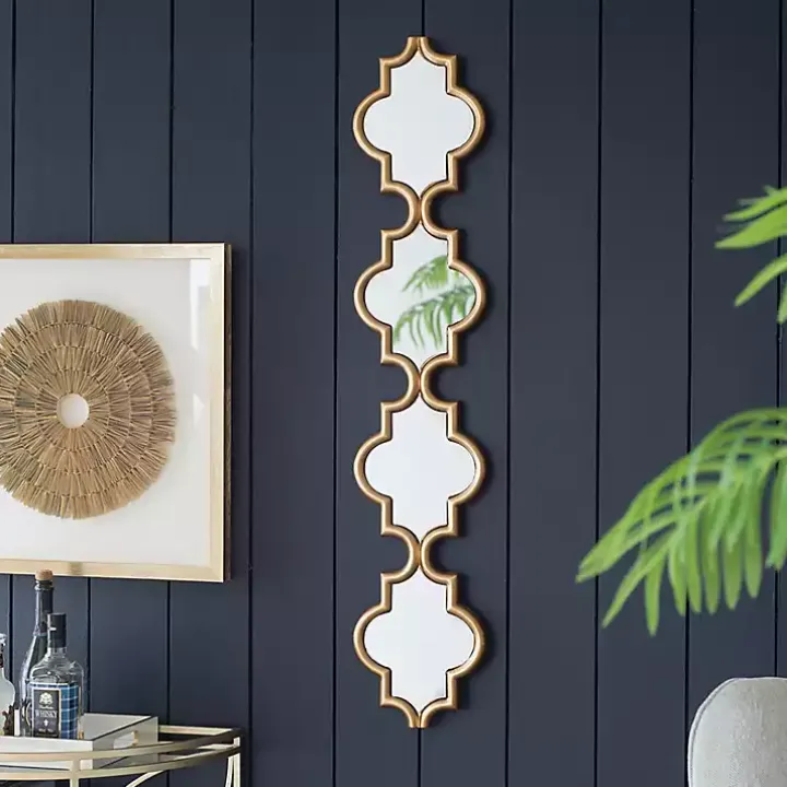 Gold Slim Stacked Trellis Wall Mirror