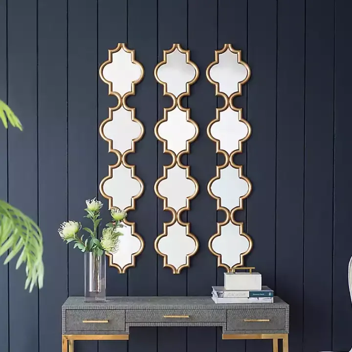 Gold Slim Stacked Trellis Wall Mirror