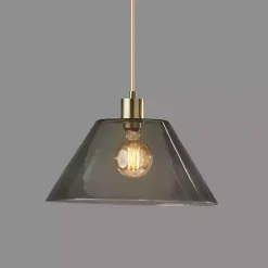 Gold Smoked Glass Pendant Light