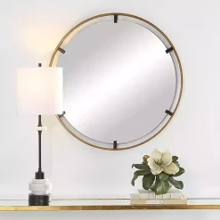 Gold Suspended Round Wall Mirror