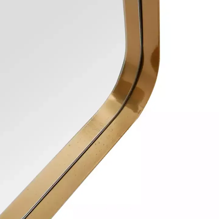 Gold Thin Iron Frame Curved Corner Mirror