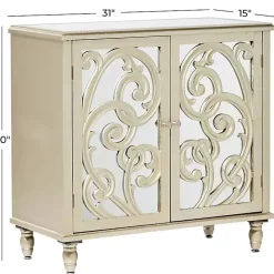 Gold Wood Carved Scroll Mirrored Cabinet