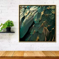 Golden Gilt Feathers Canvas Framed Art