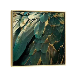 Golden Gilt Feathers Canvas Framed Art