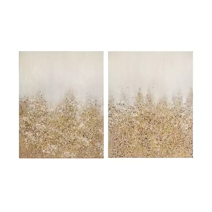 Golden Glimmer Canvas Art Prints, Set of 2