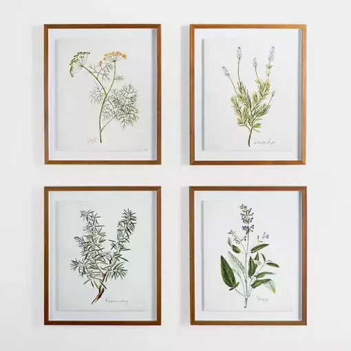 Golden Leaves Herbs Lavender Framed Art Print