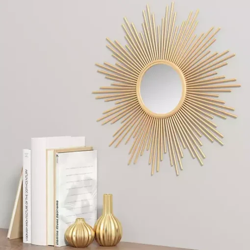 Golden Sunburst Small Decorative Wall Mirror