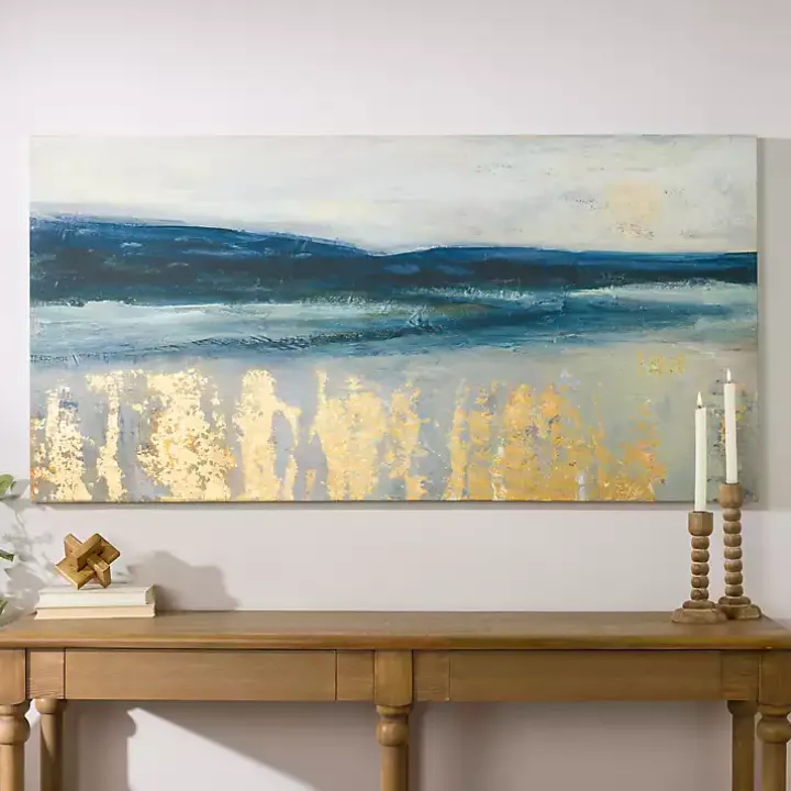 Golden Turquoise Abstract Canvas Wall Art