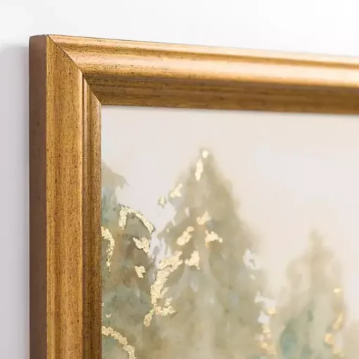 Golden Watercolor Treeline Framed Canvas Art Print