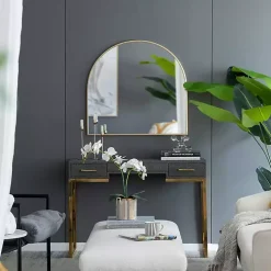 Golden Wide Arched Wall Mirror