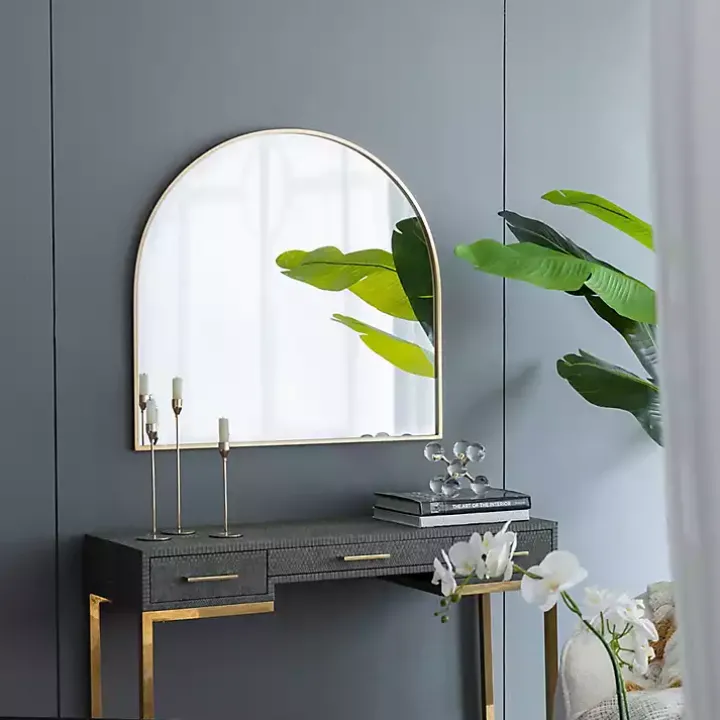 Golden Wide Arched Wall Mirror