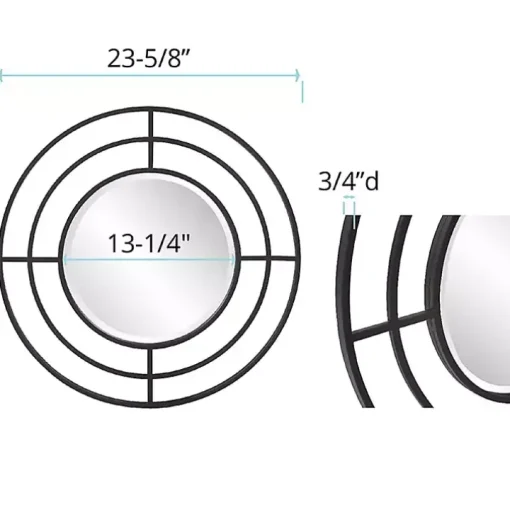 Graphite Metal Bullseye Round Wall Mirror