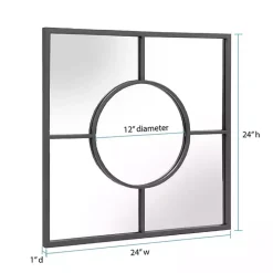 Graphite Metal Geometric Square Wall Mirror