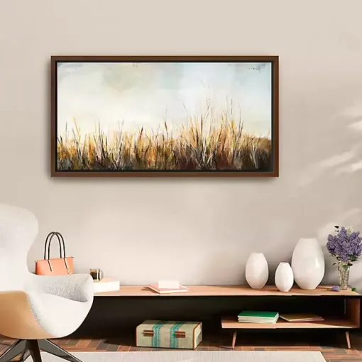 Grass in the Breeze Framed Canvas Art Print
